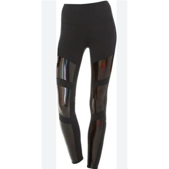 Alo High-Waist Galaxy Moto Leggings Womens Small Black Halographic Yoga Workout - Picture 7 of 7